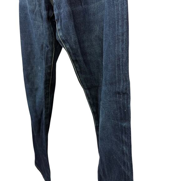 True To Cast Mens Dark Wash Distressed Button Fly Straight Leg Jeans sz 34 x 32 - Picture 9 of 16